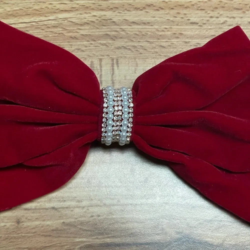 Oversized Red Velvet Bow French Barrette Hair Clip